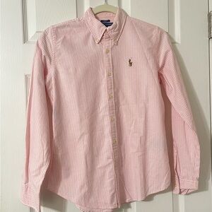 Ralph Lauren Pink and White Striped Button-Down Shirt